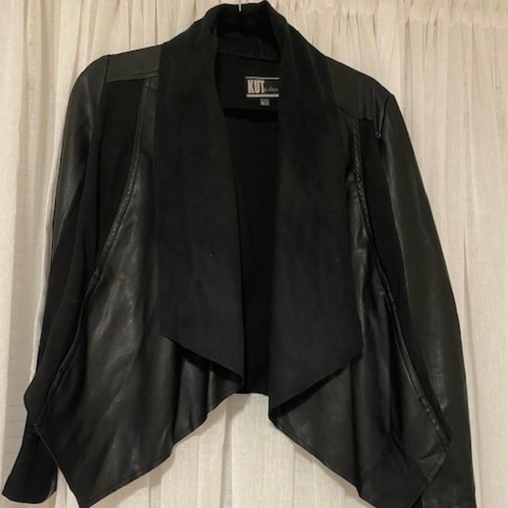 KUT from the Kloth Small Black Faux Leather/Suede Jacket